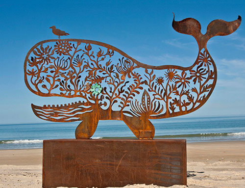 耐候钢抽象鲸鱼雕塑